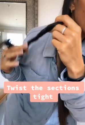  She then instructed to twist the sections tight