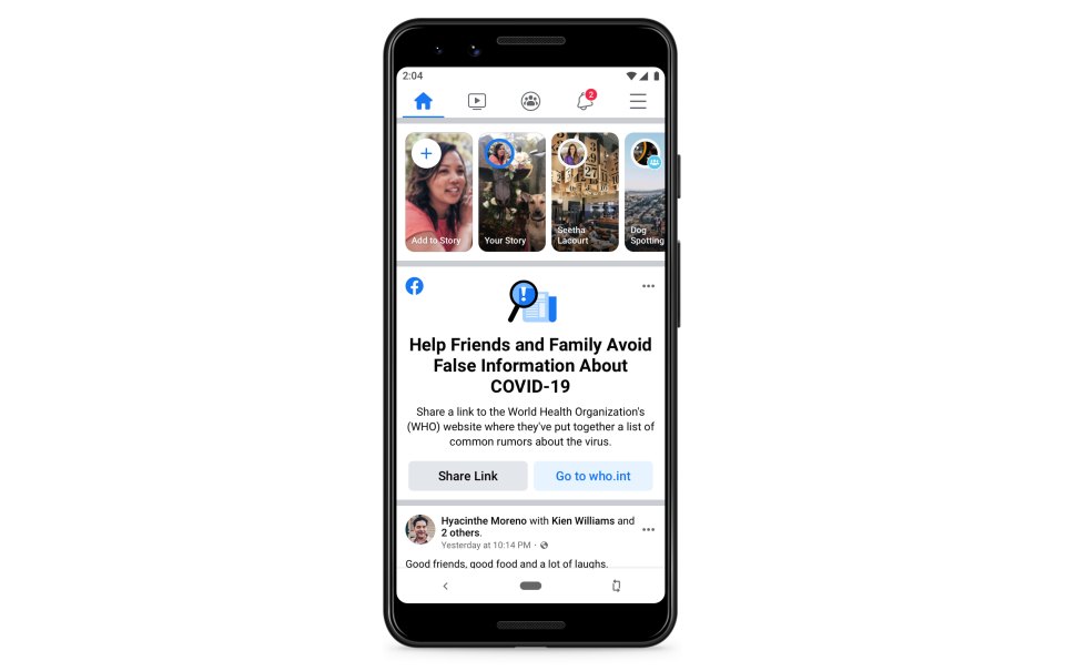 Facebook will soon notify users who have interacted with fake coronavirus news