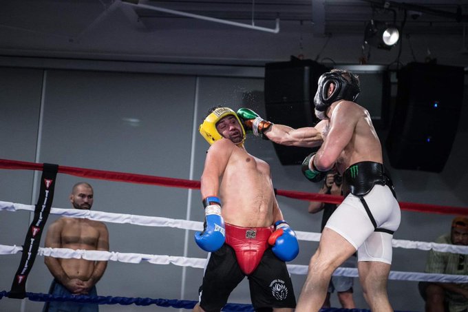  Artem Lobov, bottom left, witnessed the spars and beat Malignaggi in a bare-knuckle bout