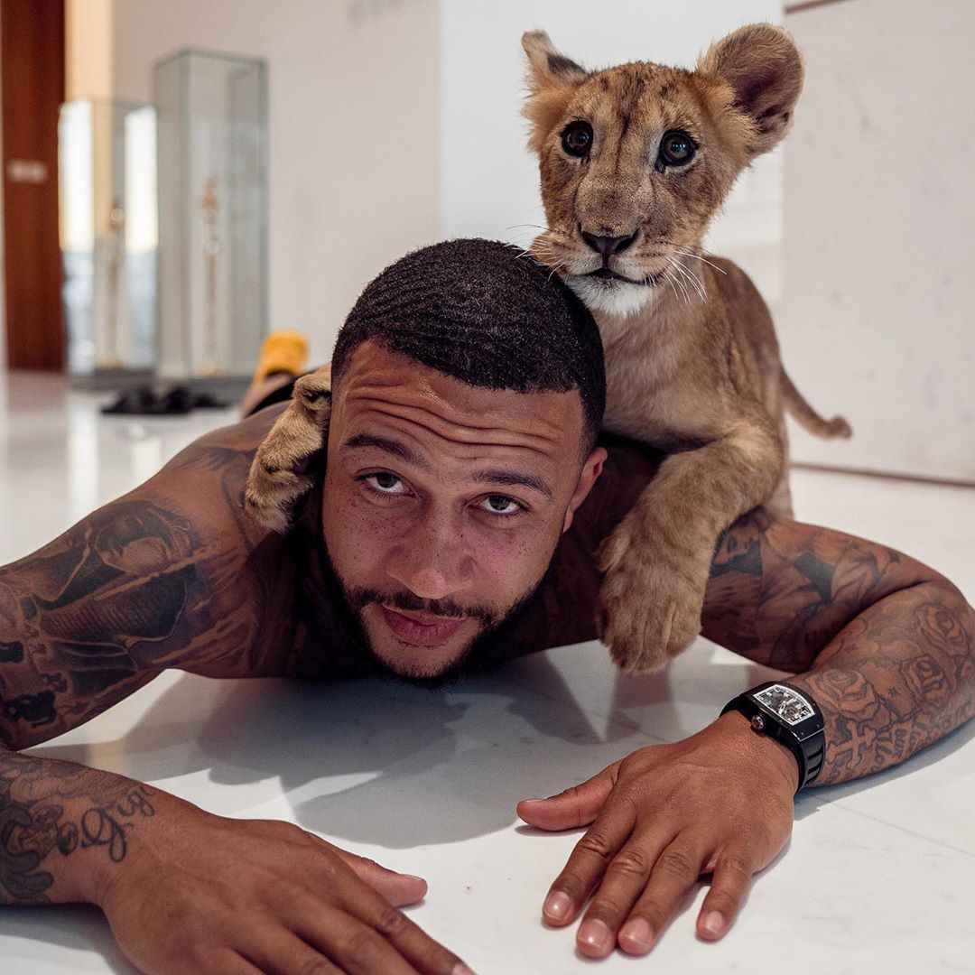 Ex-Man Utd star Memphis Depay sparked controversy in 2020 after posing with a baby liger