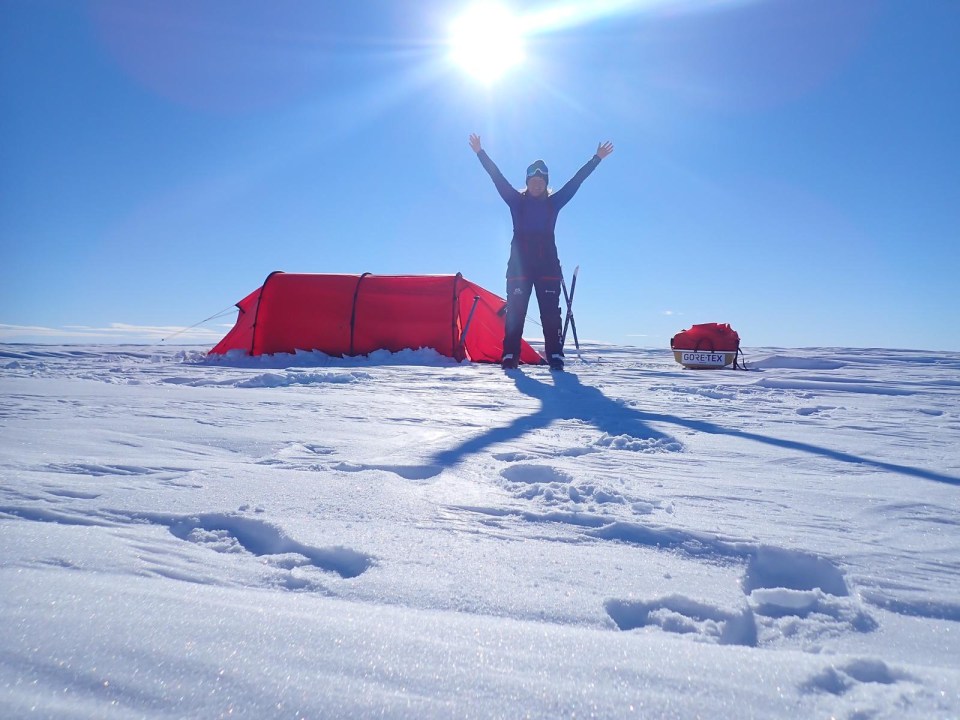 Mollie would pitch her tent every night – her only shelter in Antarctica