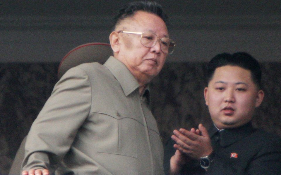  Kim seen with his ageing dad Kim Jong-Il just a year before he came to power