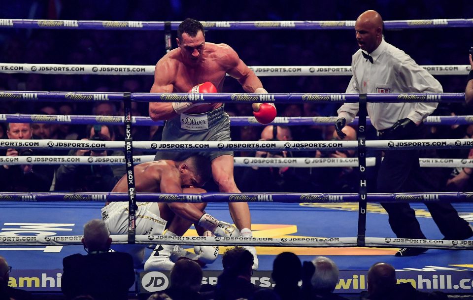  AJ was floored the first time in his career when he came up against Wladimir Klitschko