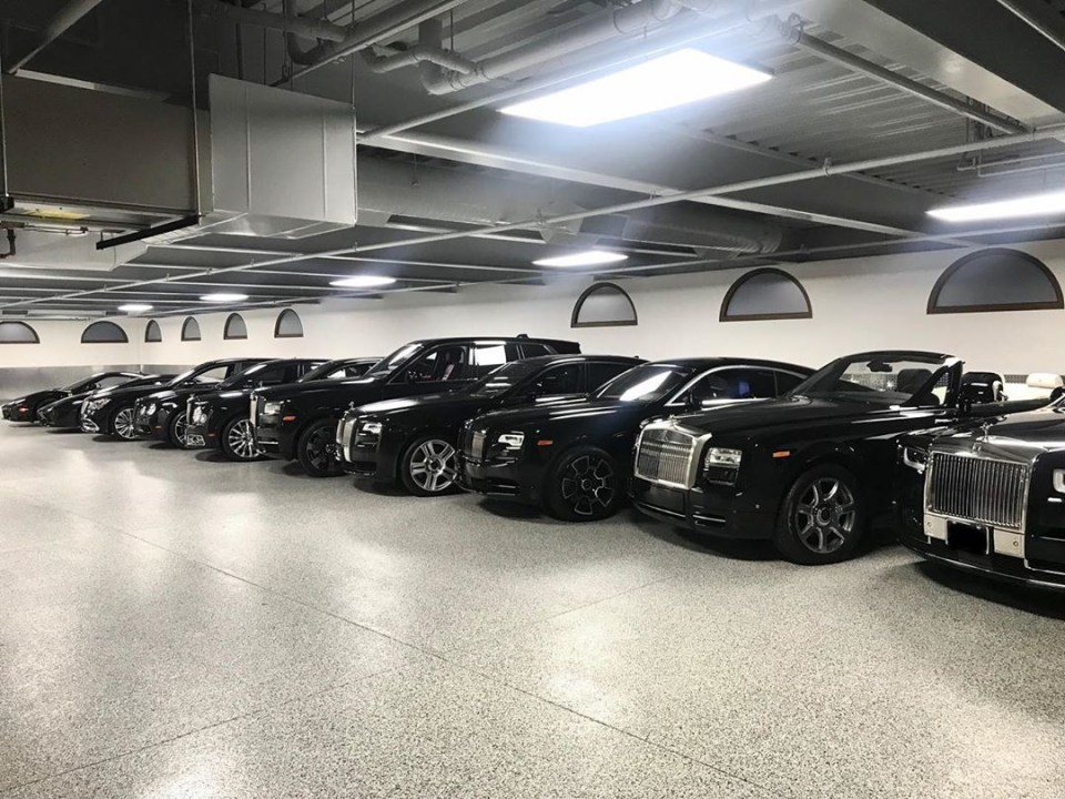 The motors in Mayweather's LA garage are black