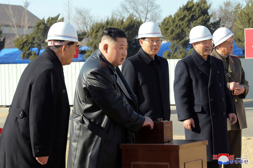  Kim Jong Un, centre, attends the ground-breaking ceremony of a general hospital in Pyongyang in North Korea