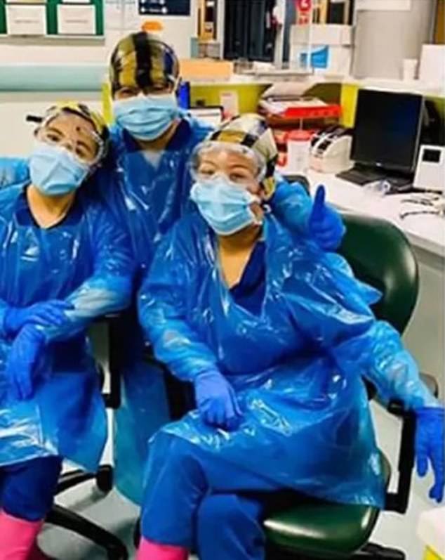  Nurses were pictured wearing clinical waste bags on their heads and feet due to lack of PPE