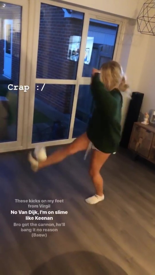  Lucy shared her attempt at doing kick ups with toilet roll