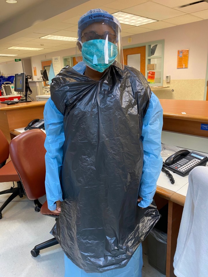  Nurses were pictured using clinical waste bags as PPE