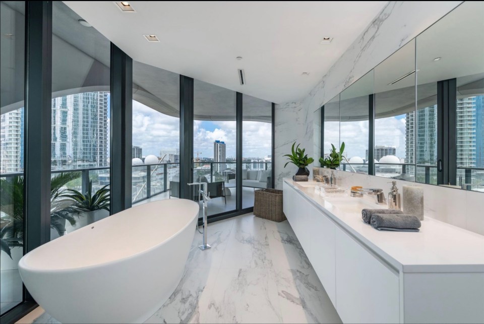 The Miami apartment comes with modern free-standing baths too