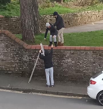  The group climbed over the walls to visit the grounds just yards from a hospital