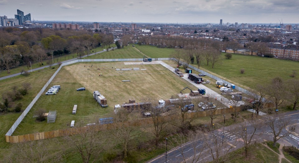  Aerial pictures show the large scale of the makeshift morgue