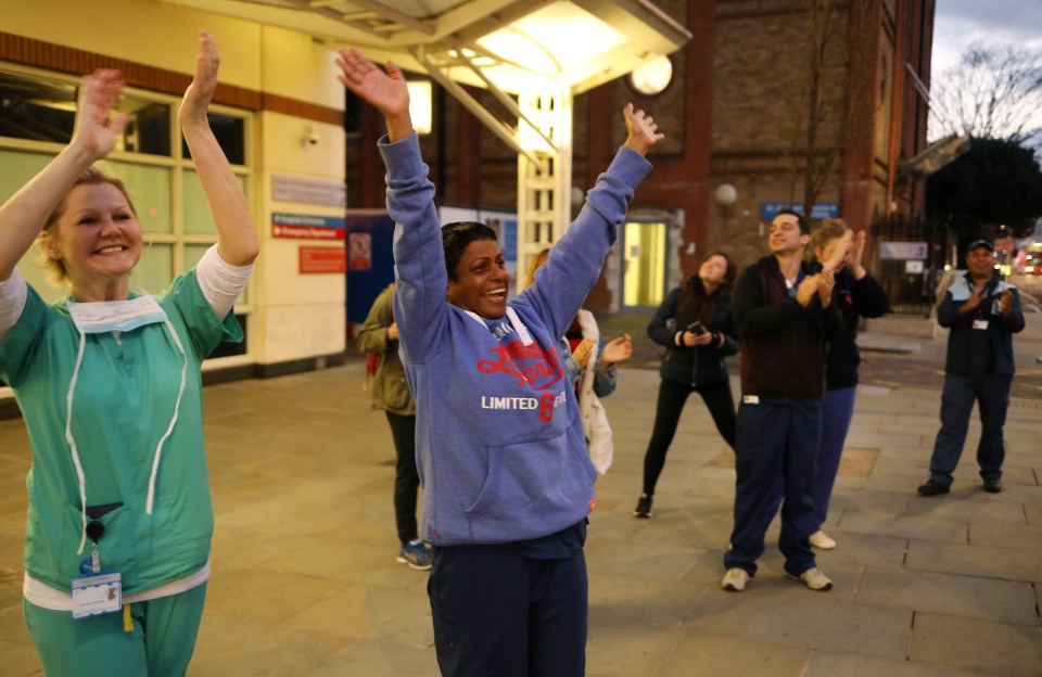  Stretched medics looked delighted with the claps and cheers they got this evening from a very grateful nation