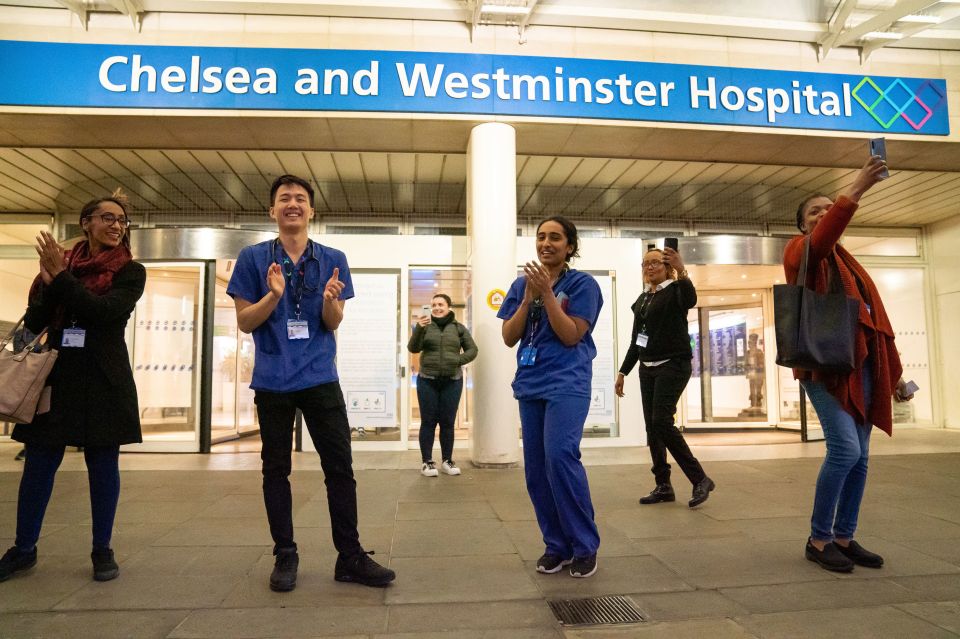  Staff at this London hospital joined the applause to thank them and their colleagues putting their lives on the line