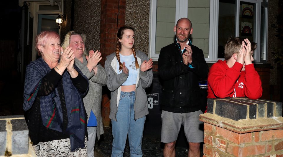  A family in Northampton clap for the NHS last Thursday