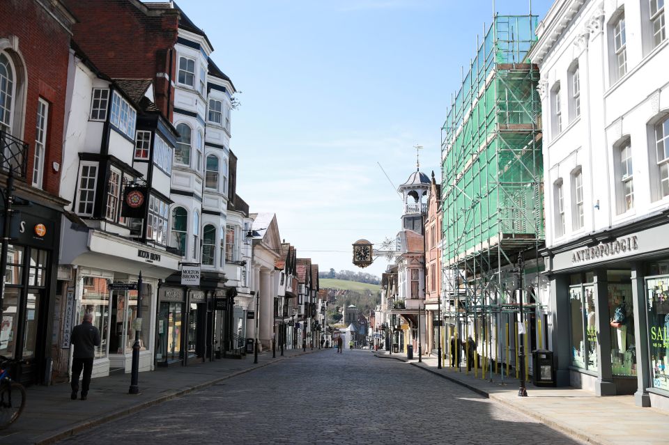  Empty high street in Guildford the day after the PM, Boris Johnson, put the Britain in lockdown