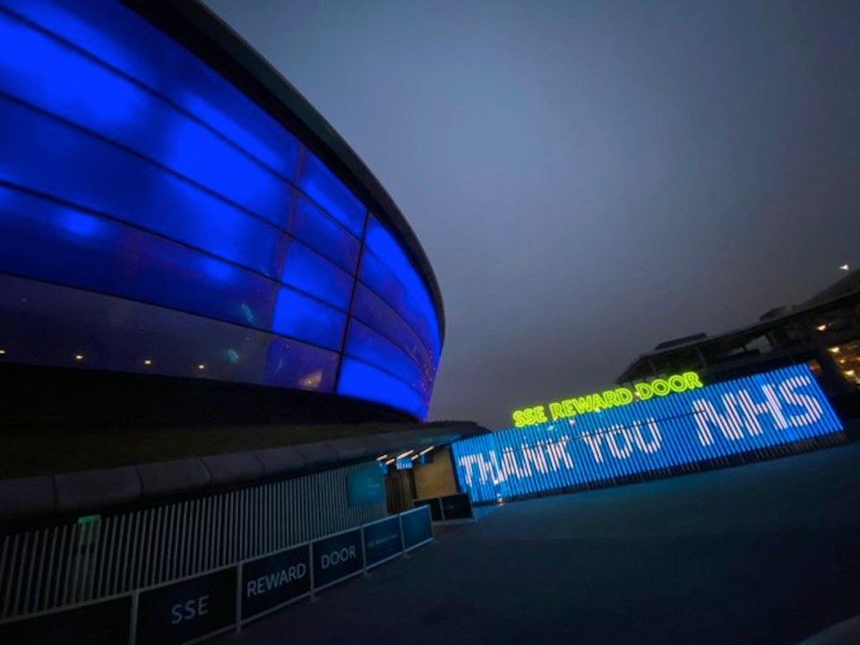  The SSE Hydro in Glasgow also turned blue in support of the NHS