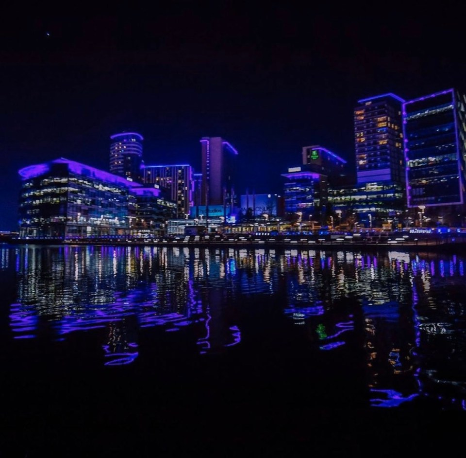  MediaCity UK in Salford turned blue in support