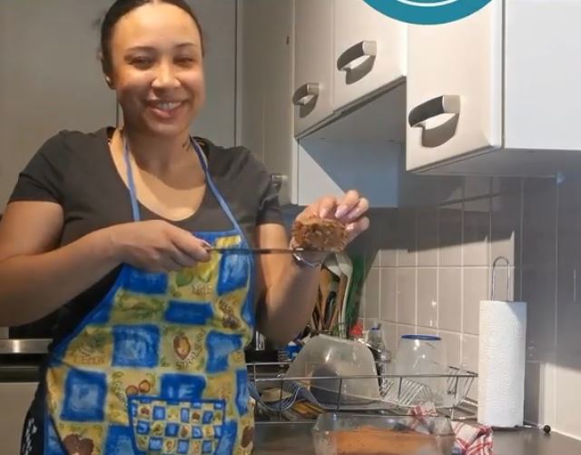 Baker Frieda talked parents through the process of making chocolate brownies