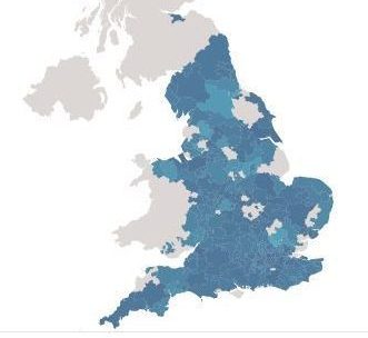 Areas in blue show regions where the advice is being followed