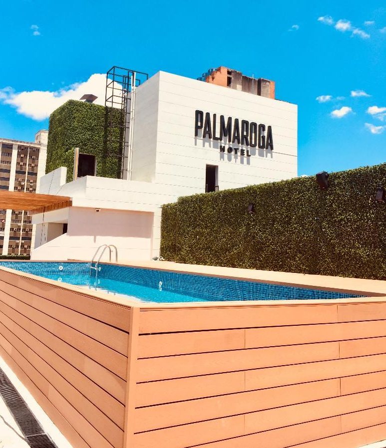  The rooftop pool at the Palmaroga hotel in Asuncion