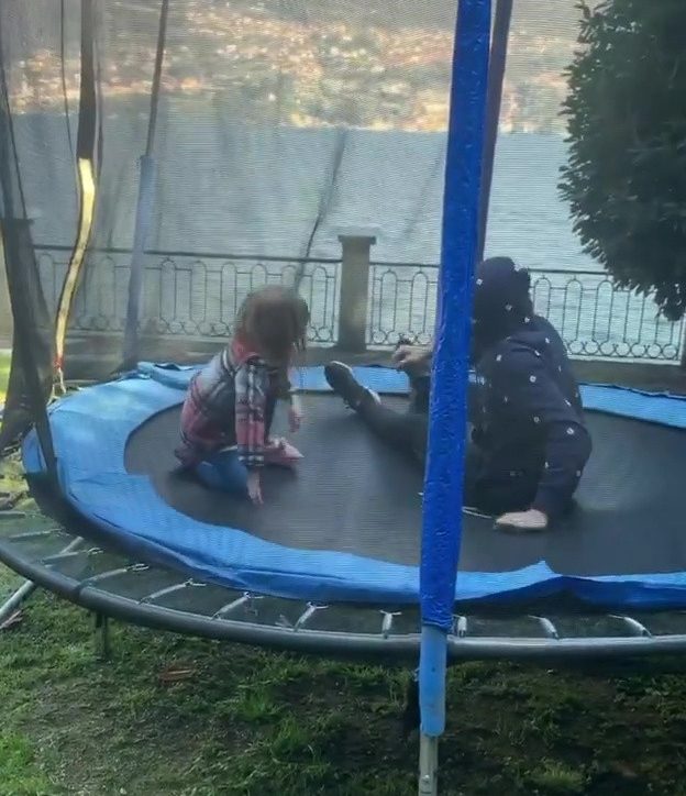  A trampoline entertains the kids and Icardi in the grounds