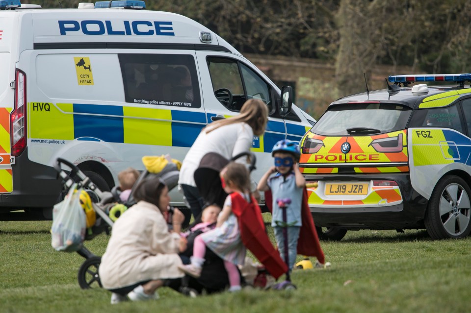  A large police presence in Primrose Hill in North London