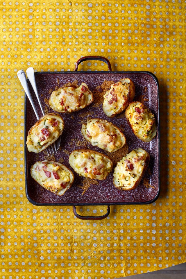  To defrost those loaded potato skins, put them on to a baking tray and cover them with foil before baking in an oven preheated to 200C for 40 to 45 minutes