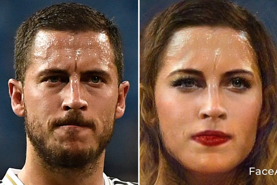  Eden Hazard could race a Real ribbing for his face swap on FaceApp