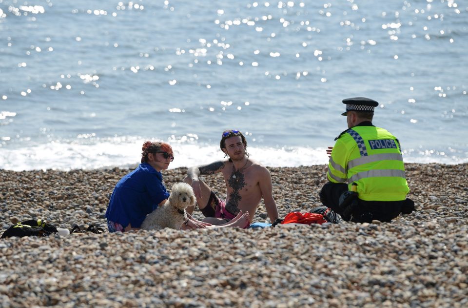  Police and military boats patrolled the south coast to deter Brits from sunbathing