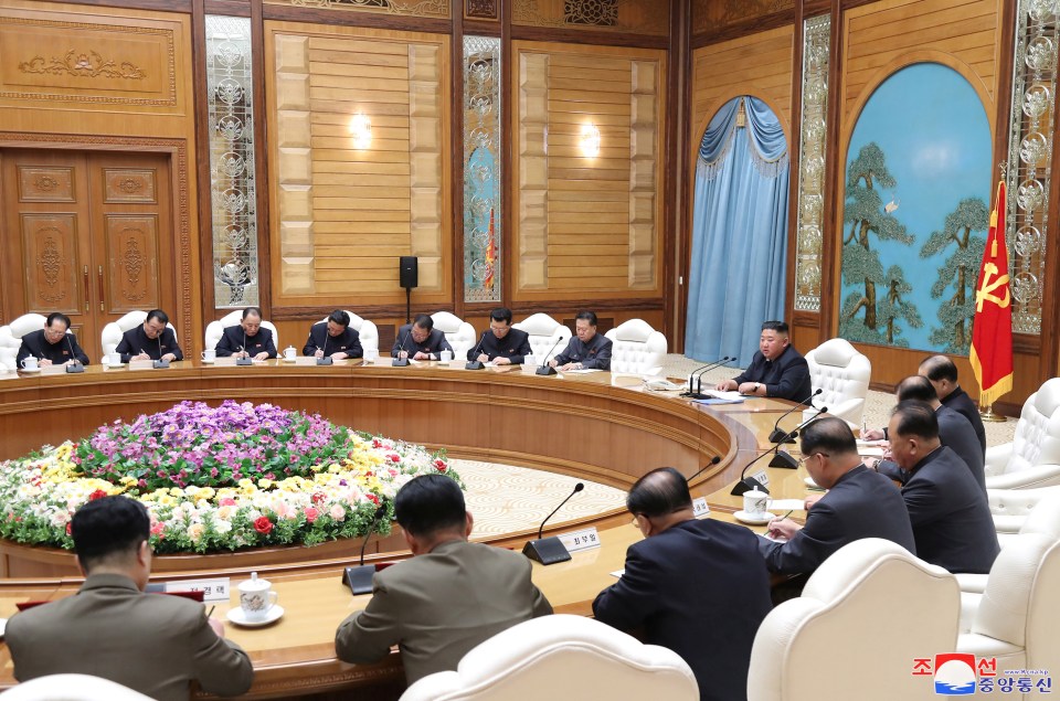  Kim Jong-un leads a meeting of North Korean officials on April 11