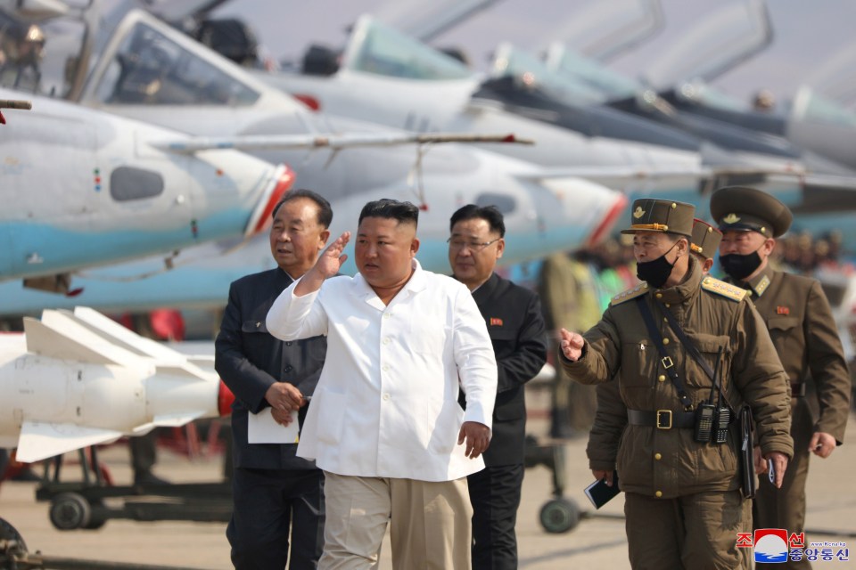  Kim Jong-un visits a military base in a picture released on April 12