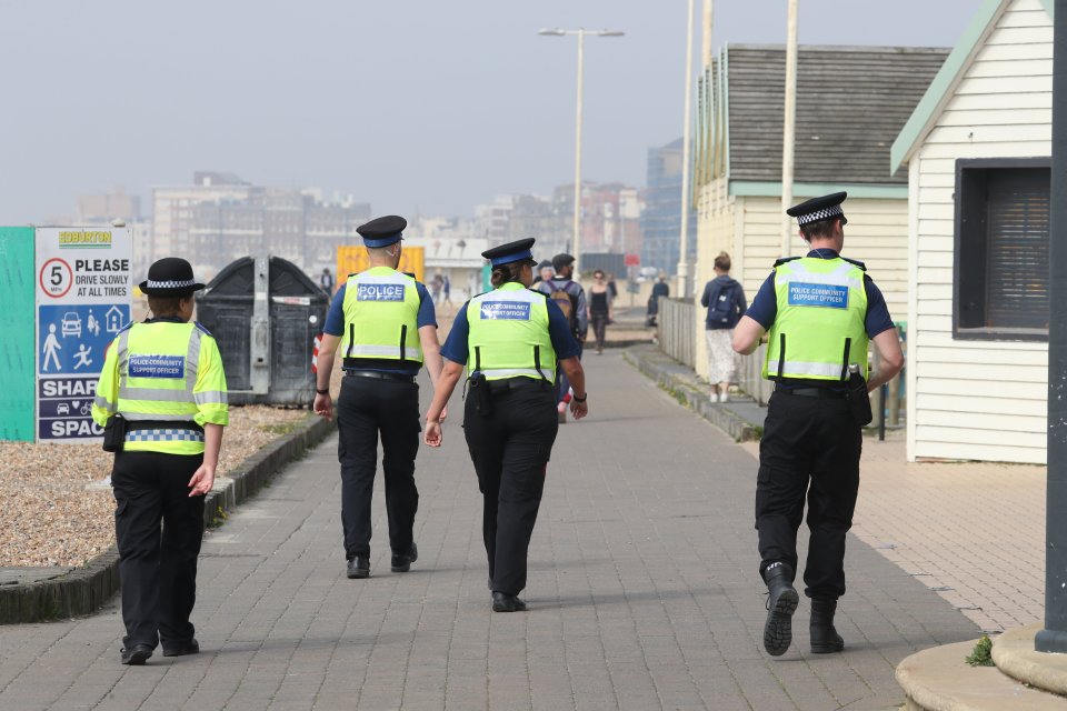  Police patrolling the seafront in Brighton