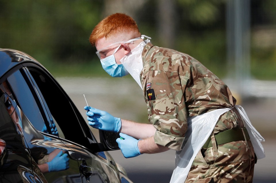  An Army medic prepares to test NHS staff for coronavirus