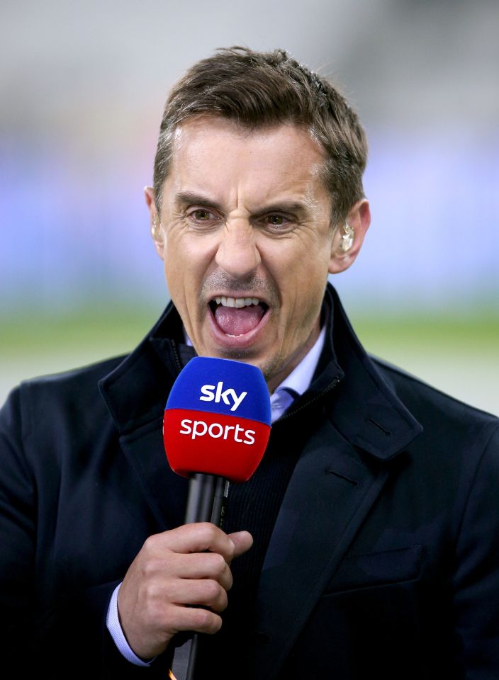  The goal produced a hilarious reaction from pundit Gary Neville