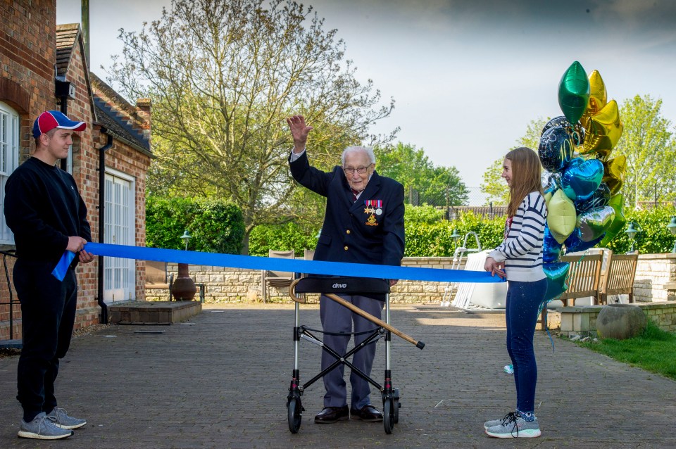  World War Two hero Tom, 99, completed 100 laps of his garden on a walking frame, raising over £18million for the NHS