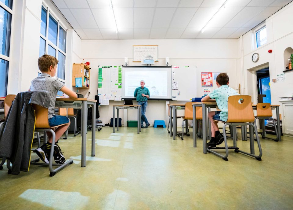  Children attend a school deserted class in Schijndel in Holland