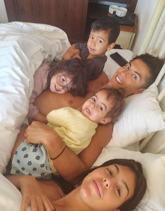 Cristiano Ronaldo previously shared a cosy family picture of him cuddling three of his children with Georgina Rodriguez