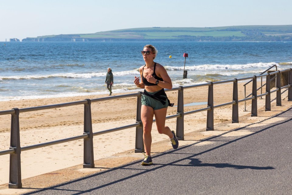  Some took the opportunity to exercise in the sun in Poole