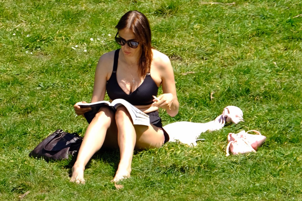  A young women soaked up the rays in Hyde Park this afternoon