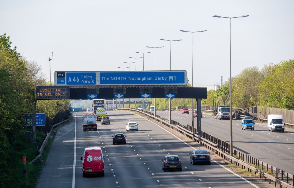  Traffic on the M1 motorway in Leicester today