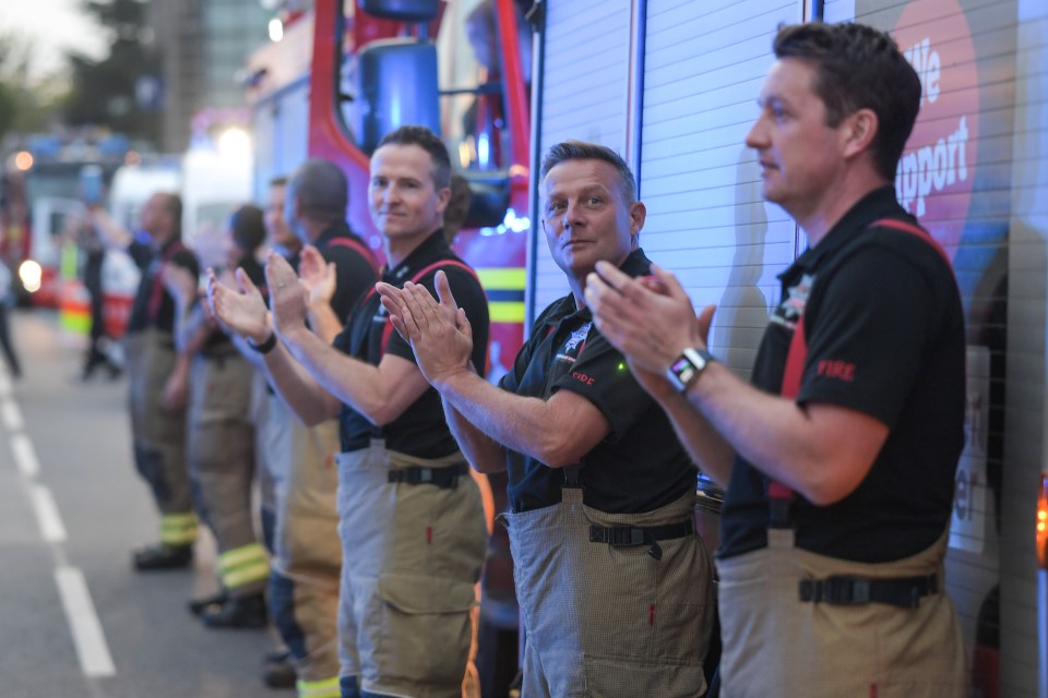  Firefighters out in force to show their appreciation for carers and the NHS at the Queen Elizabeth Hospital in Birmingham