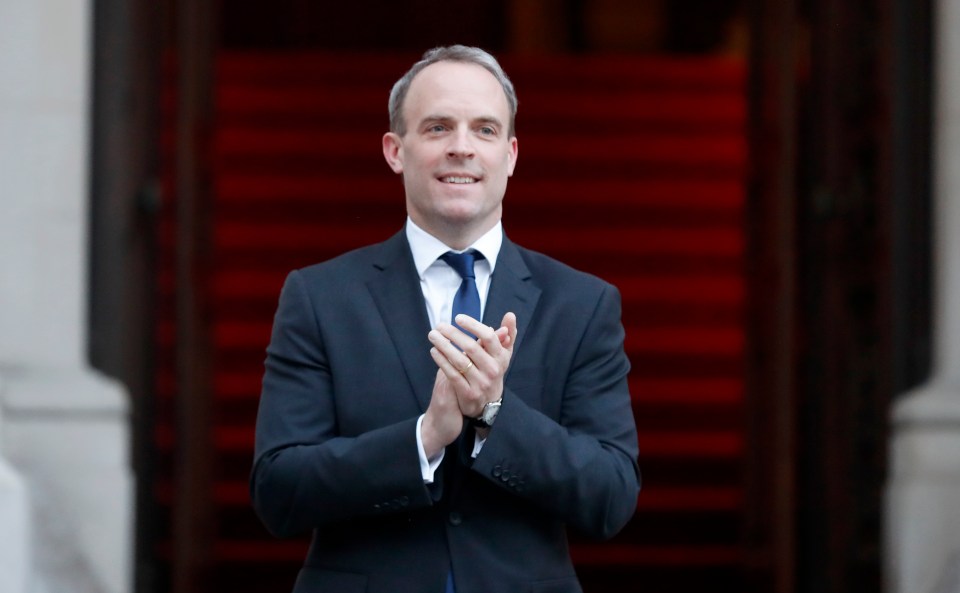  Foreign secretary Dominic Raab applauds the NHS at the Foreign Office in London