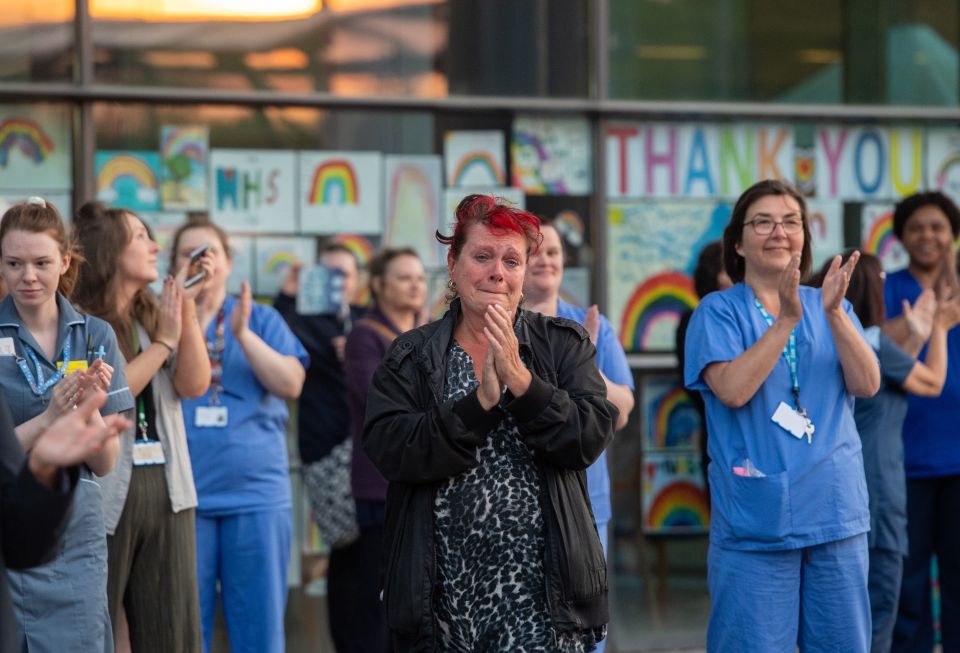  Members of the public join NHS staff outside the Royal Derby Hospital