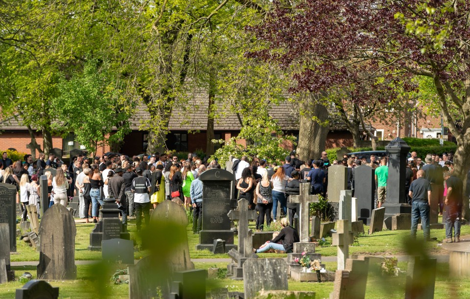  Hundreds gather for the funeral of 'Mr Ibiza' Clive Pinnock at Gorton Cemetery, Manchester