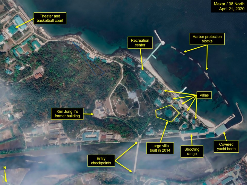  Satellite images showing the Wonsan complex believed to be where Kim is hiding out