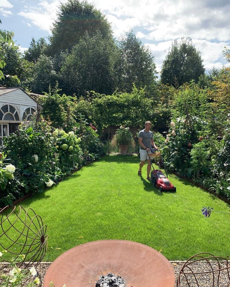 He keeps the lawn in tip top shape