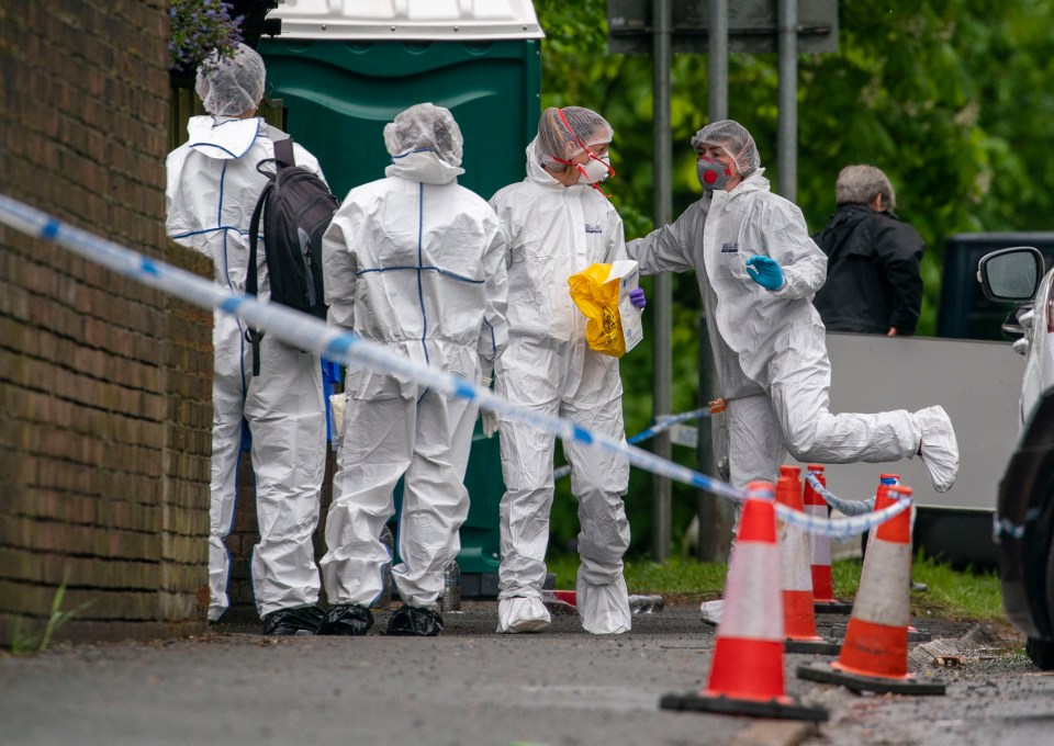  Forensic officers were searching for clues on Tuesday morning