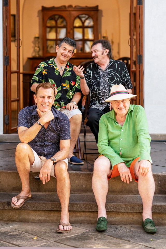  John Altman, back left, in India with Paul Chuckle, Henry Blofeld and Duncan Bannatyne