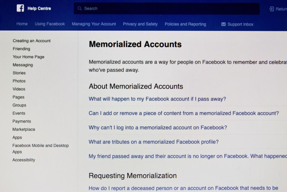  You can set up a 'legacy contact' on Facebook, who handles your memorialised account after you die