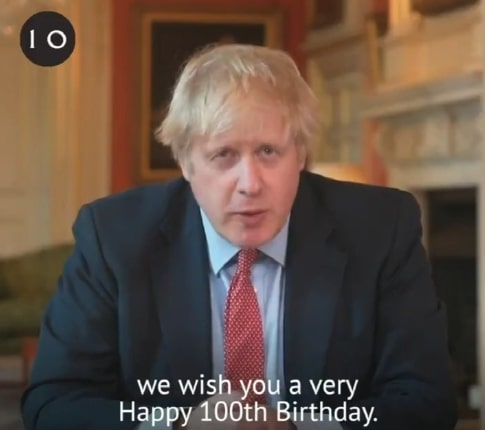  Boris Johnson today wished Captain Tom Moore a happy 100th birthday